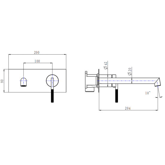 Caddence Wall Mixer with Spout - Brushed Nickel