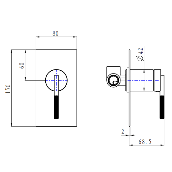 Caddence Wall Mixer - Gunmetal