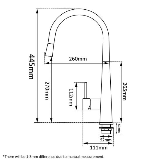 Round Pull Out Kitchen Sink Mixer - Chrome
