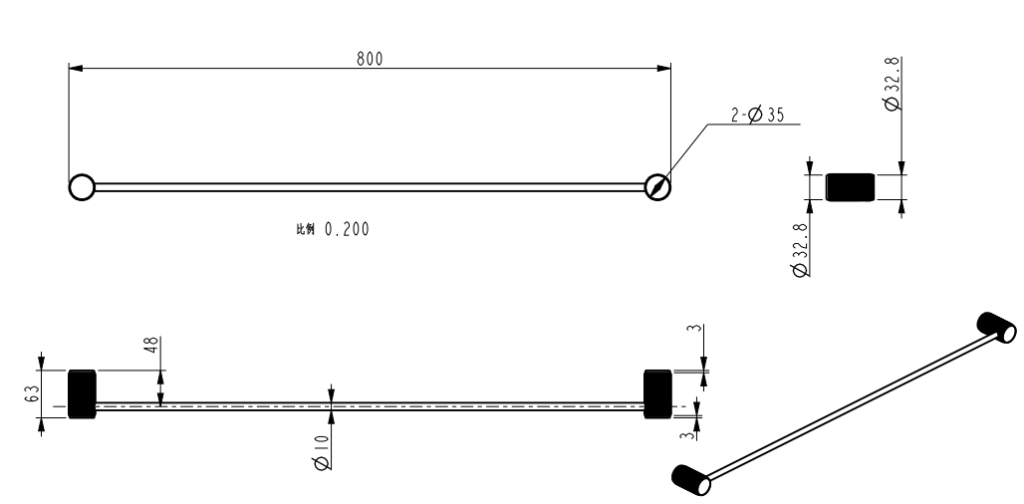 Mica Single Fluted Towel Rail 800mm - French Gold