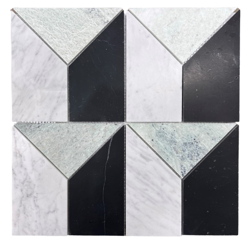 Art Deco Honed - Mint, Carrara and Nero