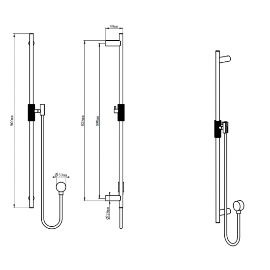 Caddence Shower Rail - Brushed Yellow Gold