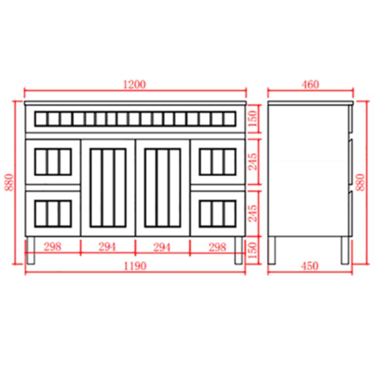 Acacia Shaker Floor Standing 1200mm Vanity - White