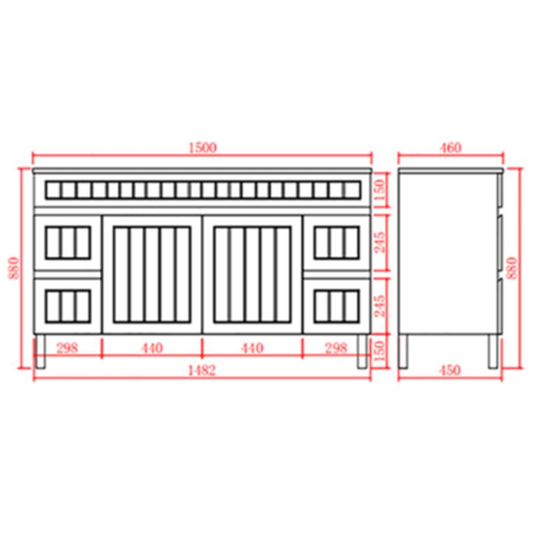 Acacia Shaker Floor Standing 1500mm Vanity - White