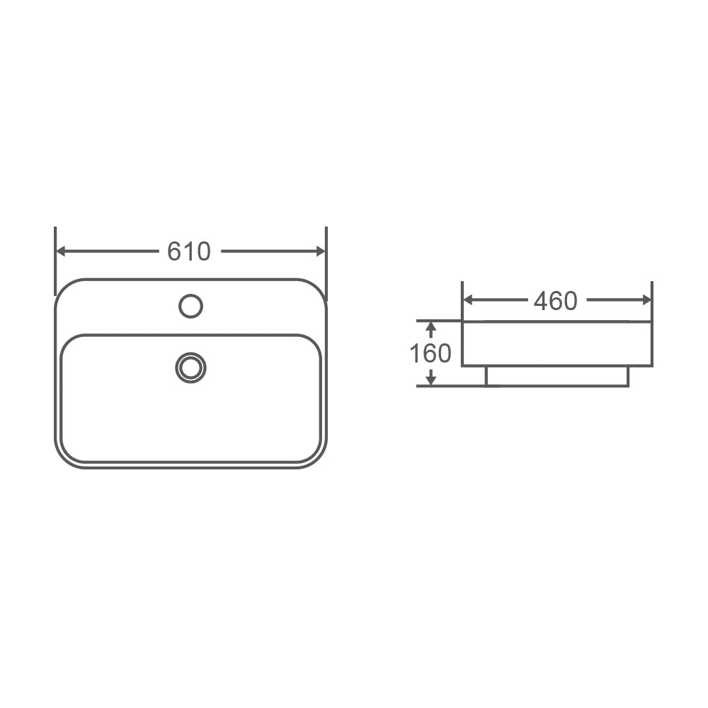 Cosy Rectangle Semi-Inset Basin with Tap Hole- Gloss White