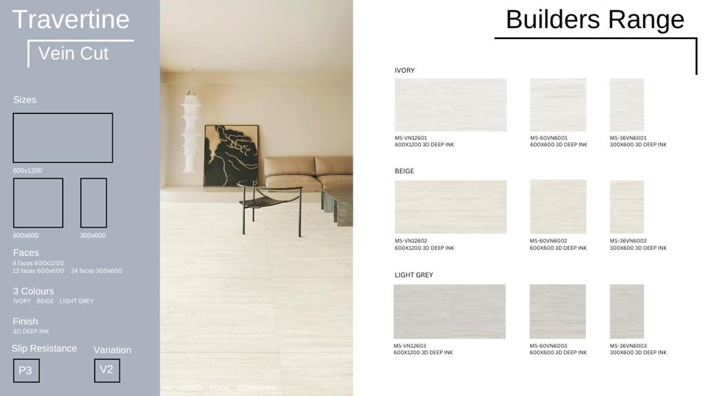 Travertino Vein Cut - Light Grey