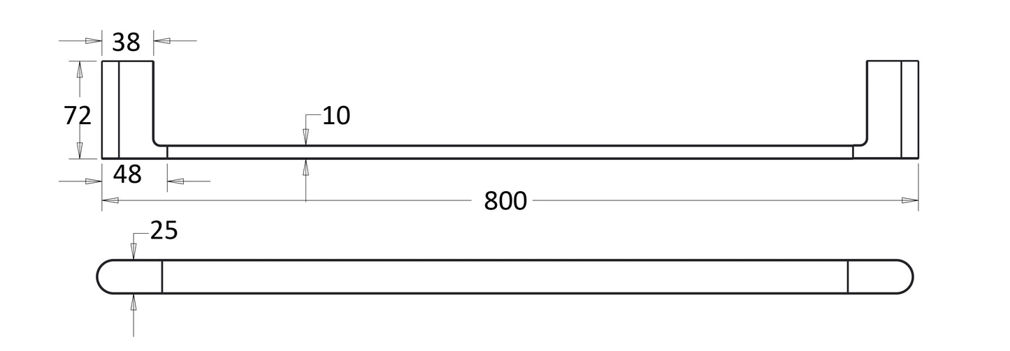 Flores 800mm Single Towel Rail - Matte Black