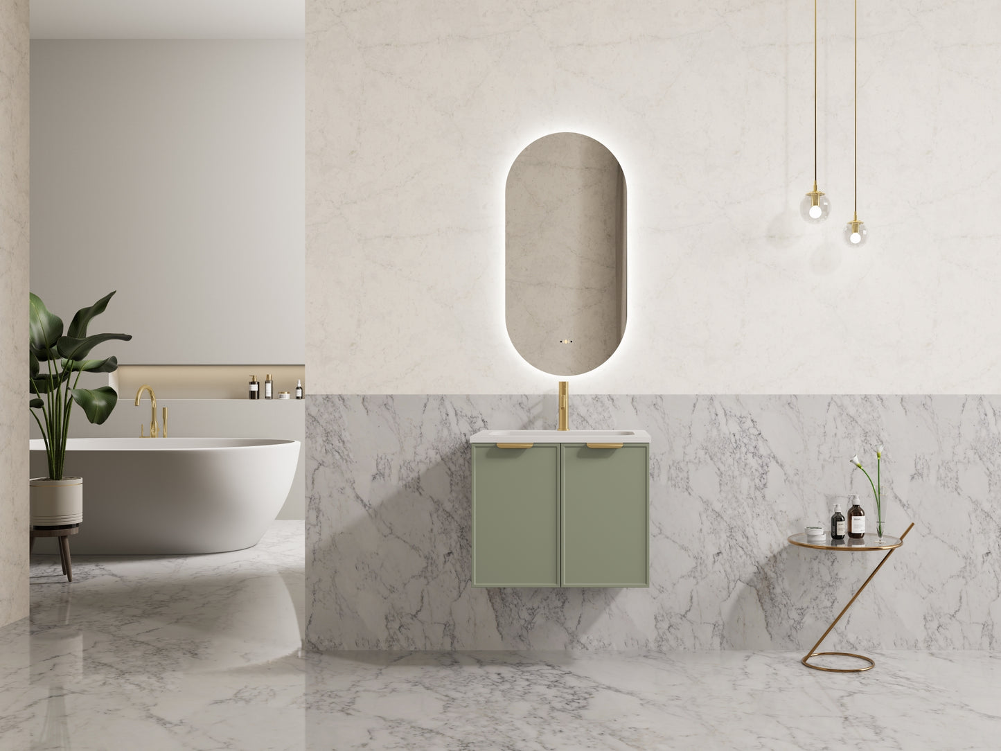 Miami Green Wall Hung 600mm Vanity