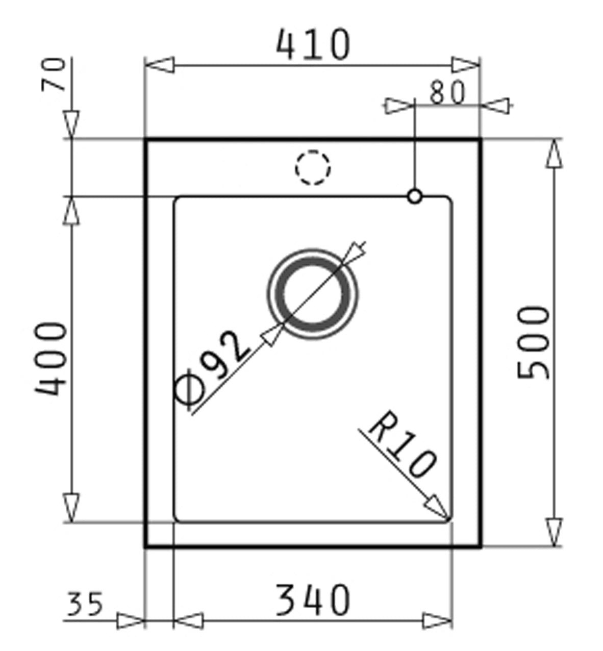 Pyraganite Granite Sink with Single Bowl 500×410