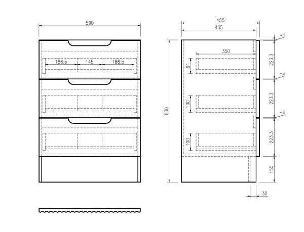 Rhea Fluted Freestanding Vanity 600mm – Natural Oak
