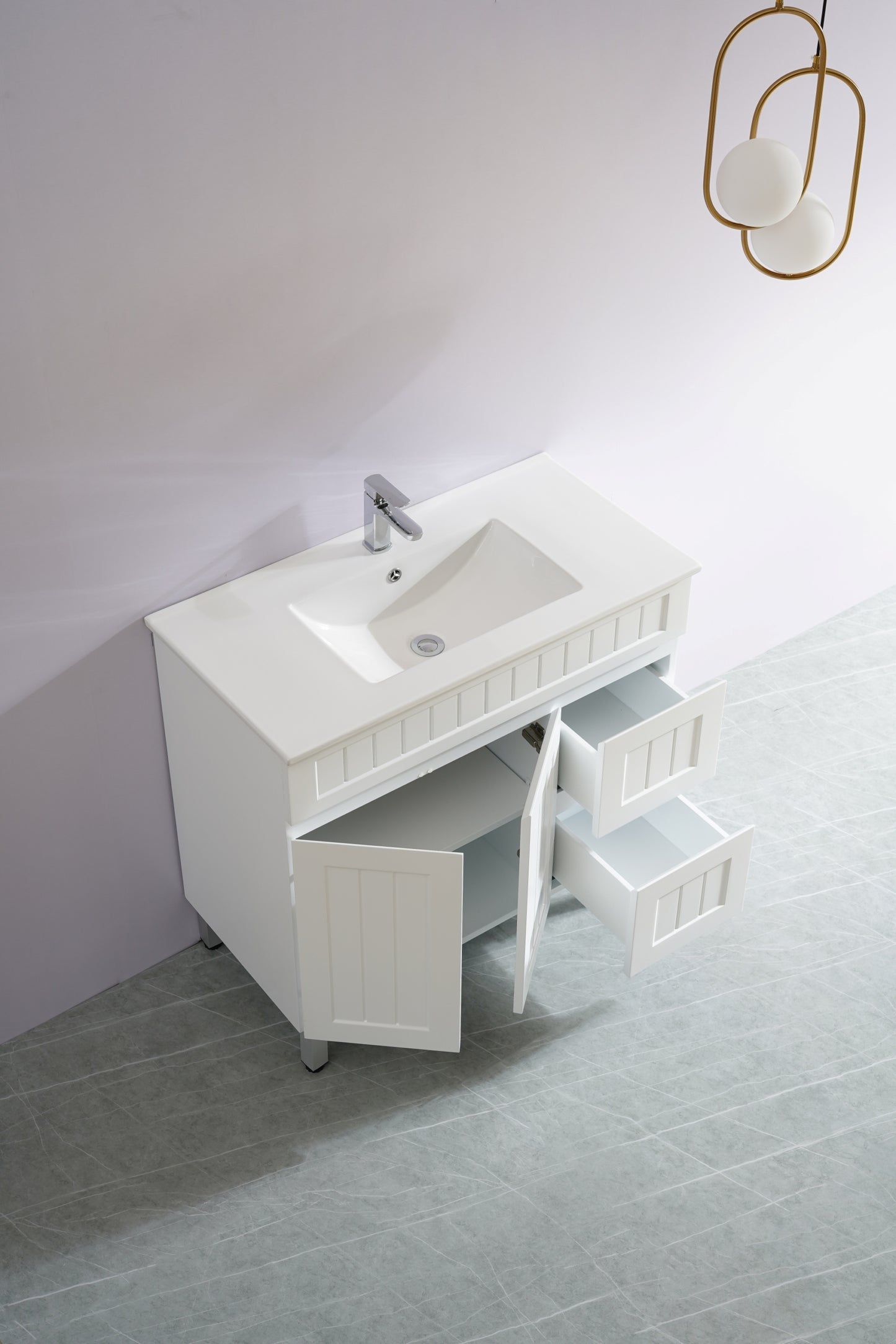 Acacia Shaker Floor Standing 900mm Vanity - White