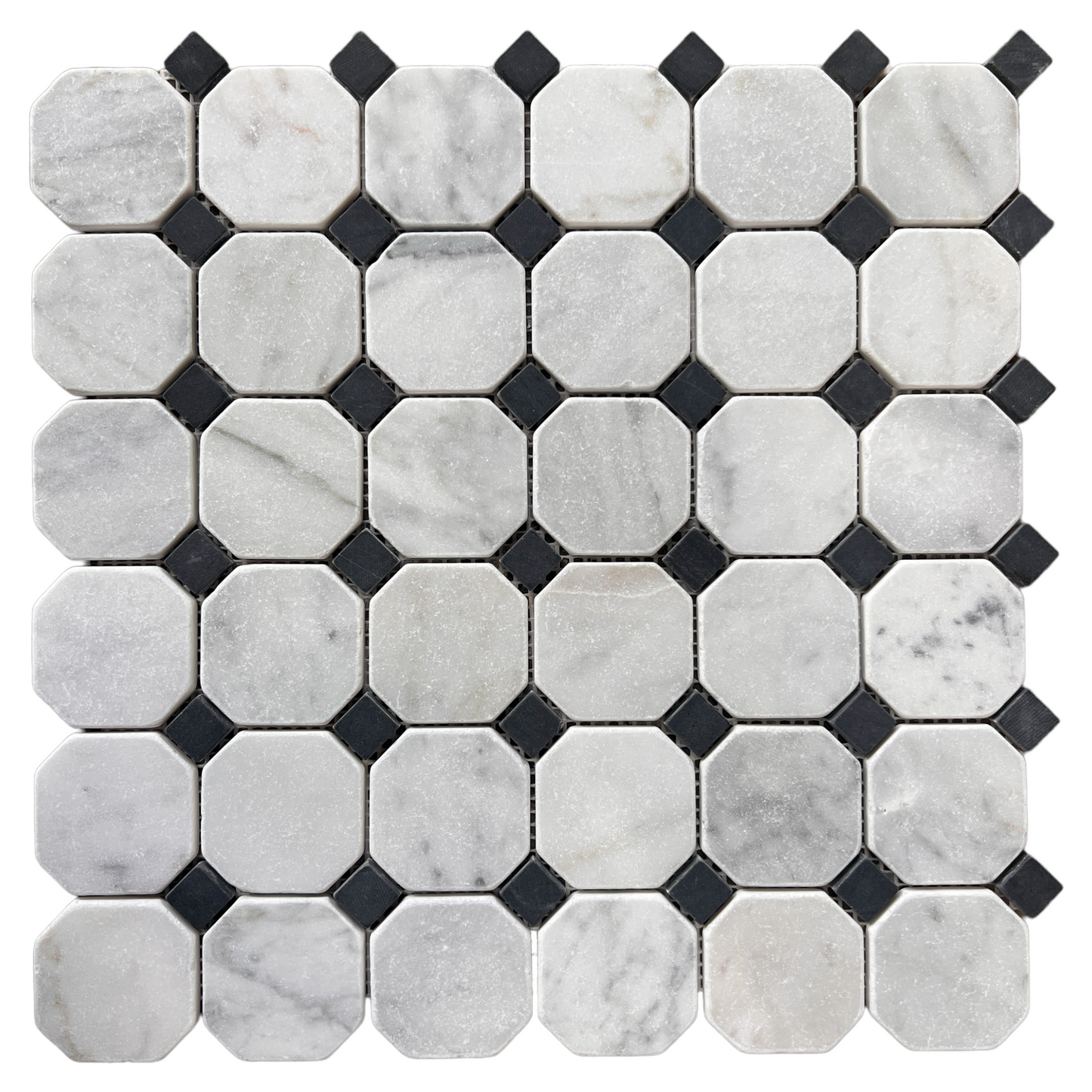 Octagon Tumbled - Carrara and Black
