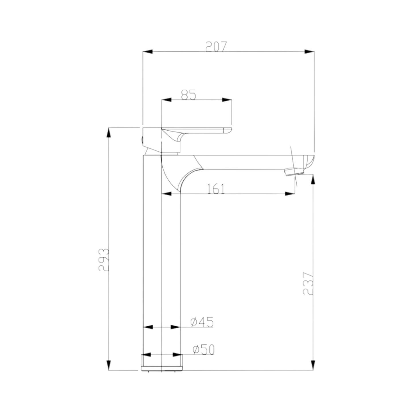 Single Handle Tall Basin Mixer - Gunmetal