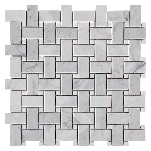 Basketweave Honed - Carrara and Thassos Dot