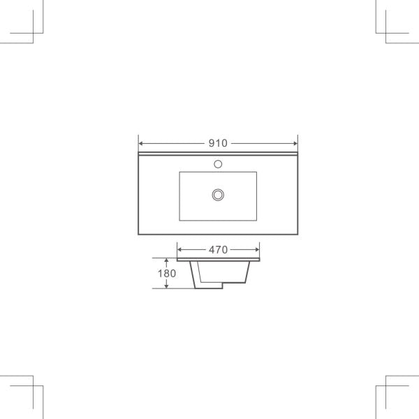 White PVC Wall-Hung Vanity 880x450 - Drawers on Left