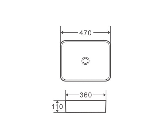 Etna Rectangle Top Mount Basin - Tango Grey