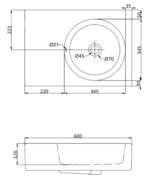 Ikon Art 600 Round Bowl Shelf Basin