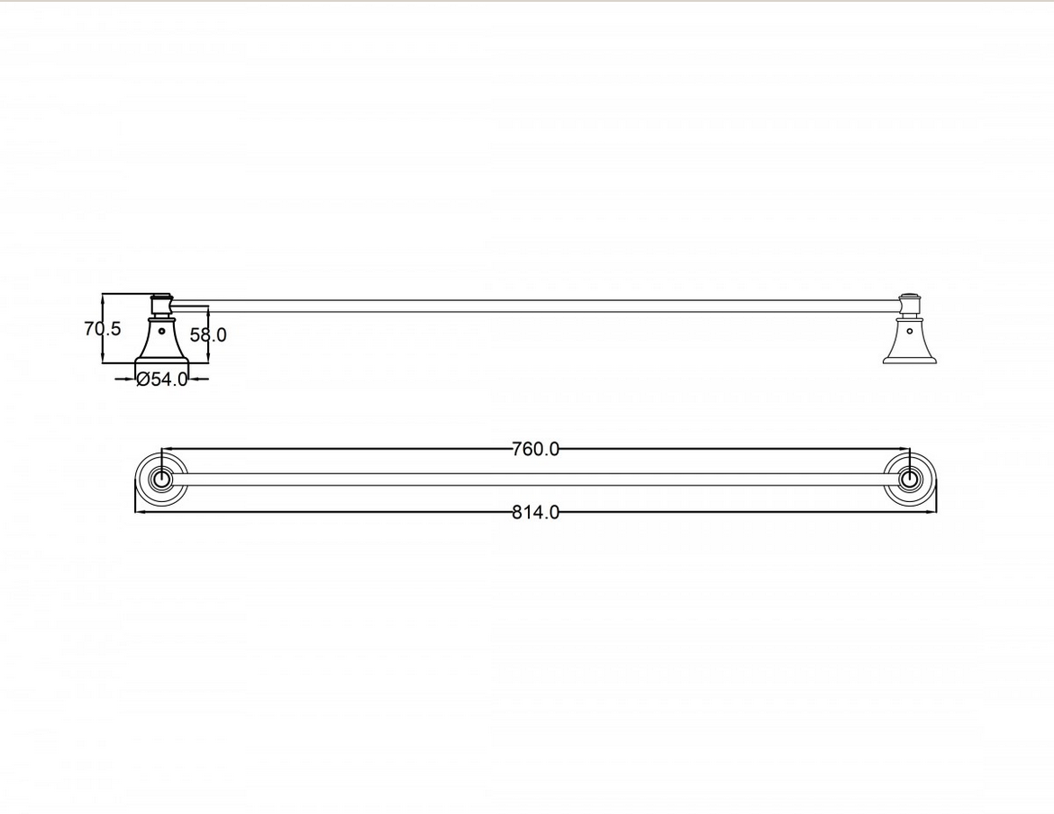 Clasico Single Towel Rail 800mm - Brushed Gold
