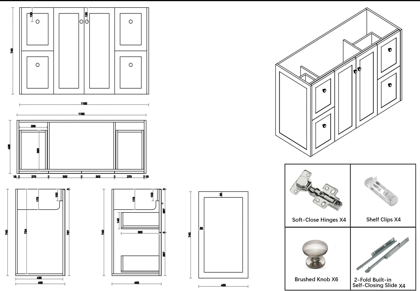 Shaker White Freestanding 1200mm Vanity