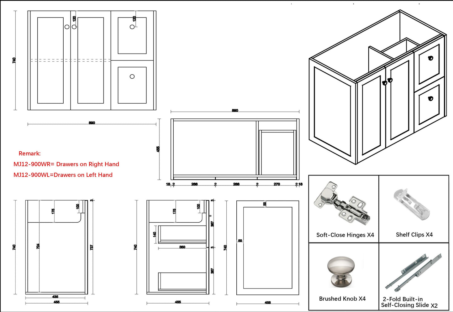 Shaker White Freestanding 900mm Vanity
