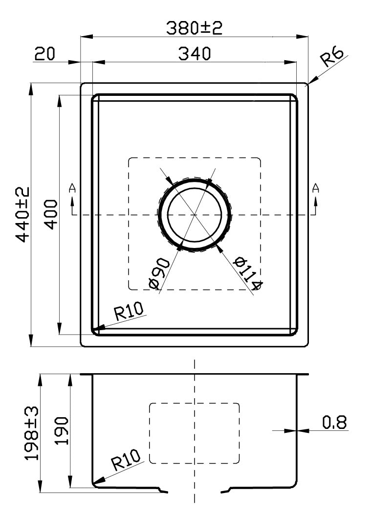 Cora Single Bowl Sink 340×400