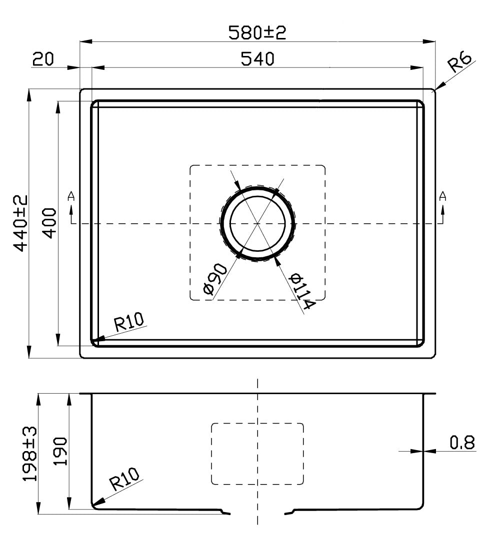 Cora Single Bowl Sink 540×400