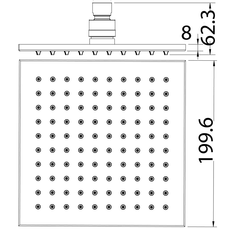 Eden Square Overhead Shower 200mm - Chrome