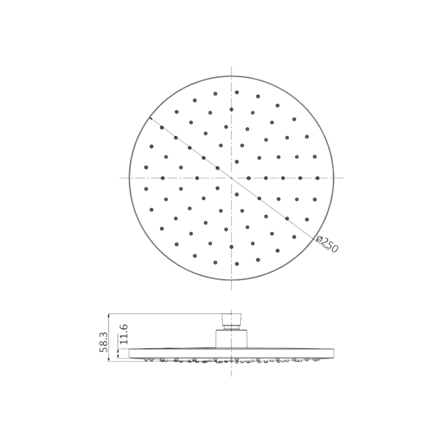 Otus Round Overhead Shower - Chrome