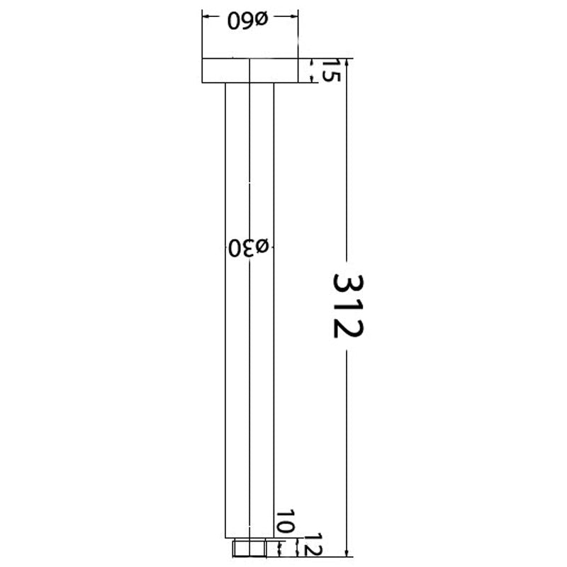 Round Vertical Shower Arm