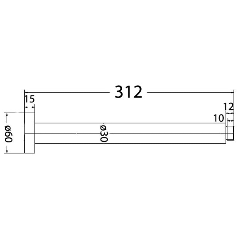 Round Vertical Shower Arm - Gunmetal