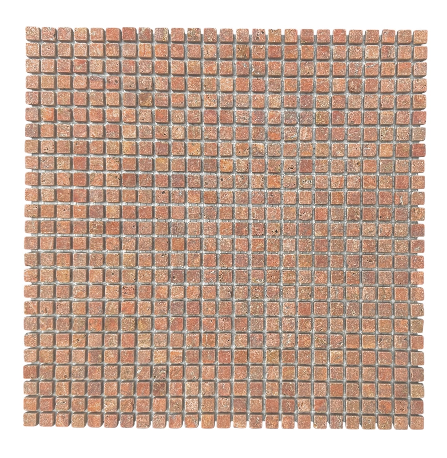 Mini Square Tumbled 10mm - Red Travertine