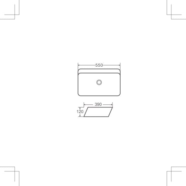 Rectangle Tilt Above Counter Basin - Gloss White