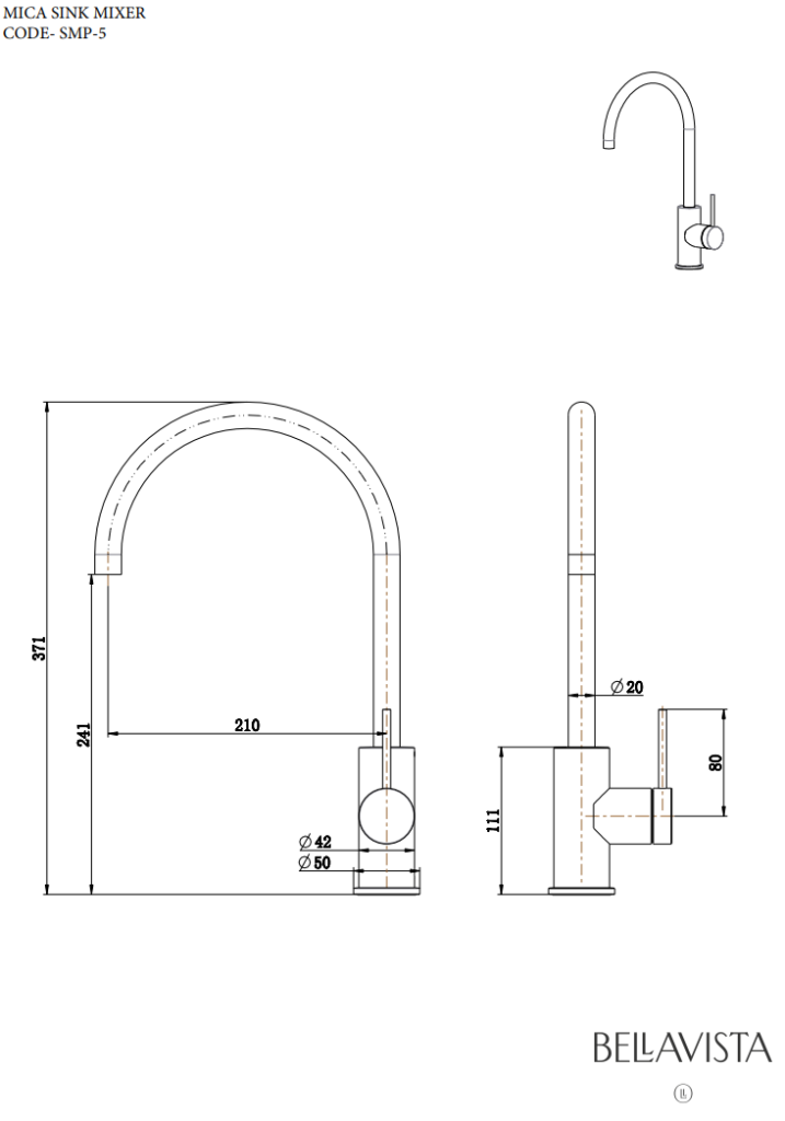 Mica Gooseneck Sink Mixer - French Gold