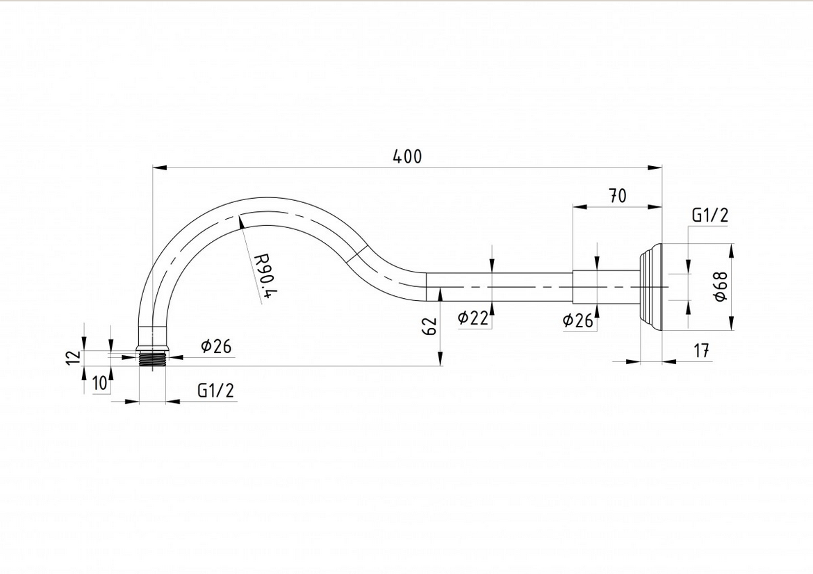 Clasico Shower Arm - Brushed Gold
