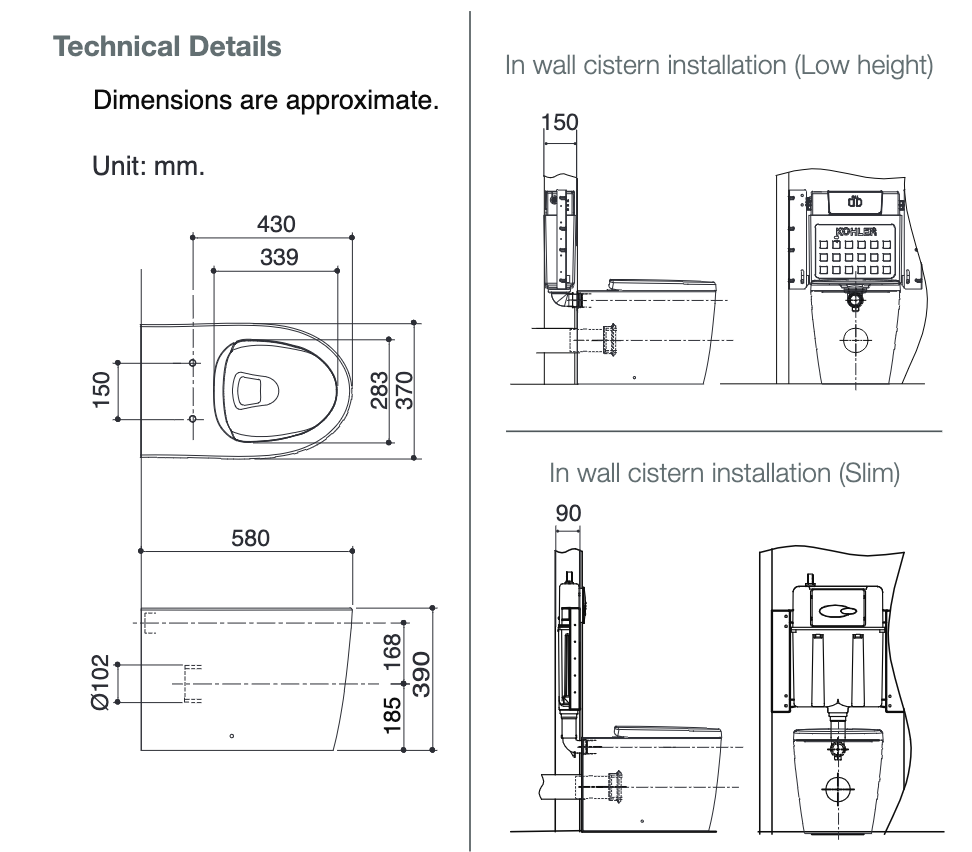 Kohler Grande Wall Faced Pan