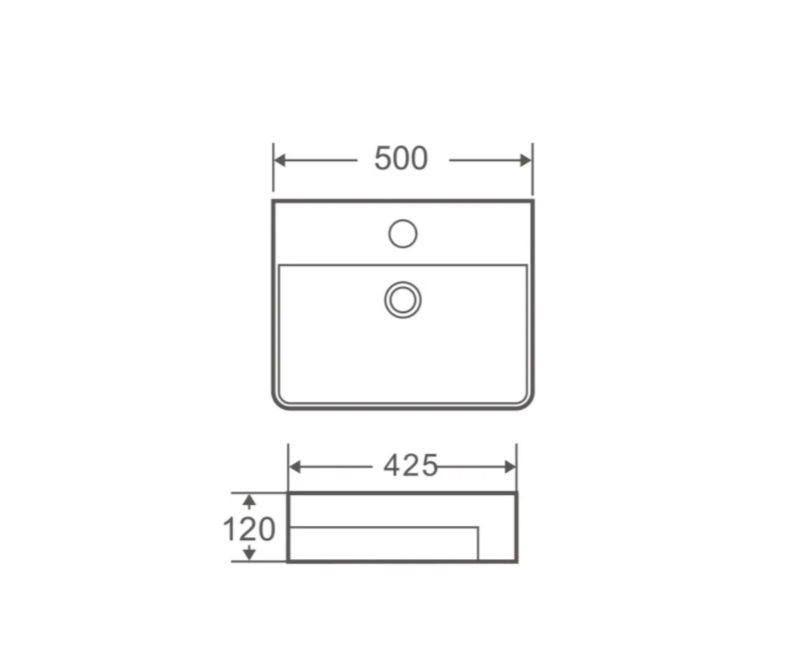 Riff 50M Rectangle Semi-Recessed Basin - Gloss White
