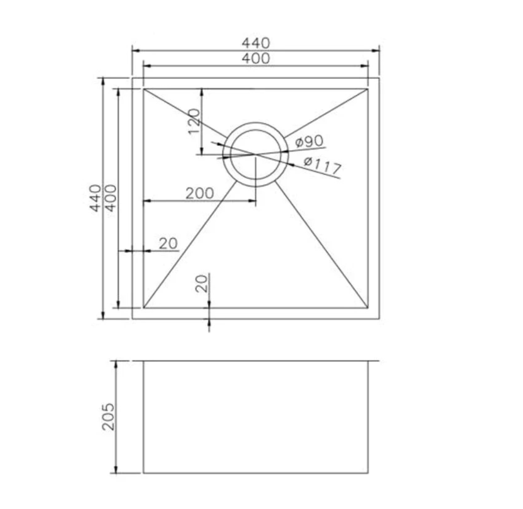 Stainless Steel Gold Rose Sink with Single Bowl 440x440