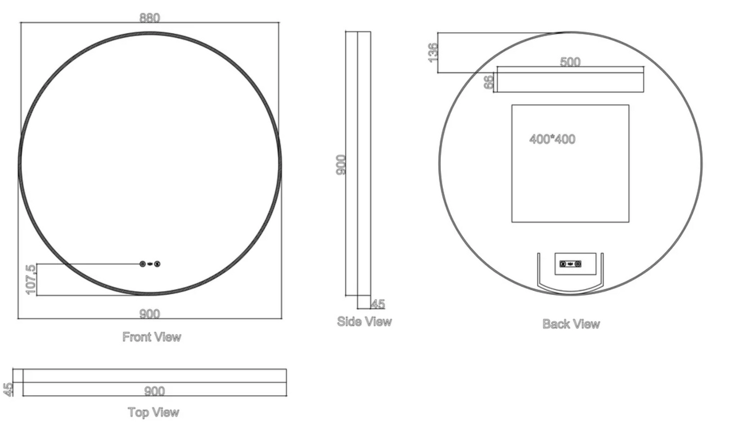 Maia LED Round Mirror – Gunmetal Frame