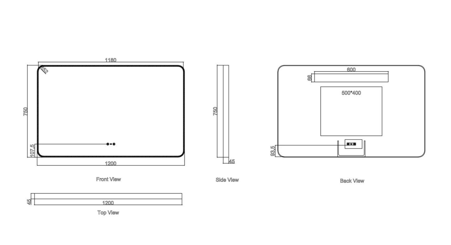 Maia LED Rectangular Mirror – Brushed Nickel Frame
