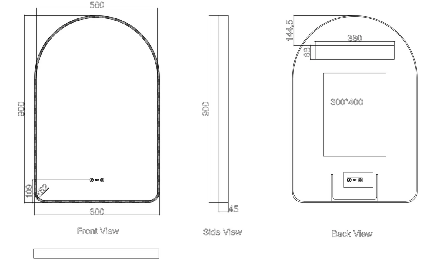 Maia LED Arch Mirror – Gunmetal Frame