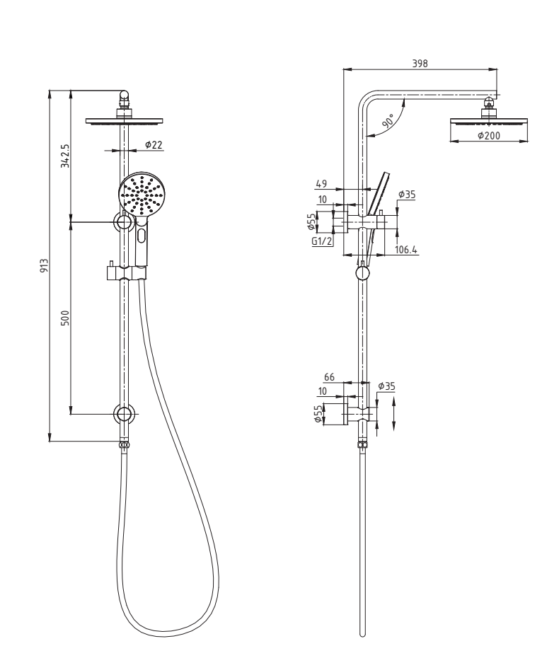 Cora II Shower Set Multifunction - Chrome