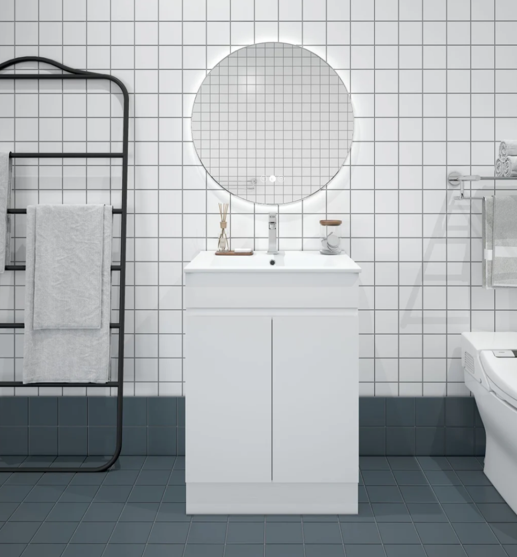 White PVC Freestanding Vanity 586x450