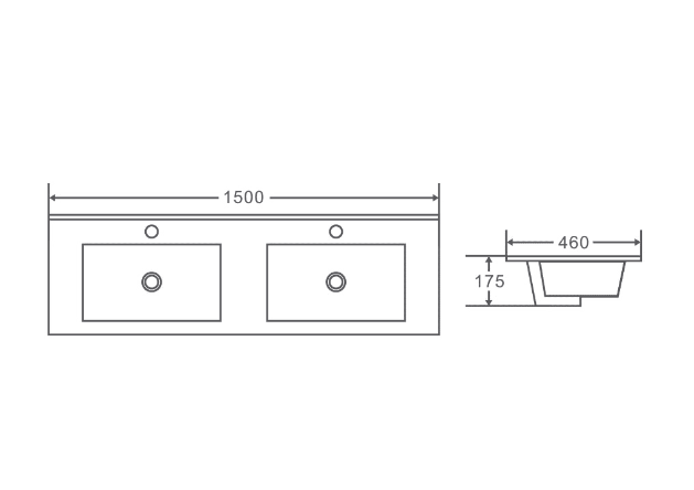White PVC Freestanding Vanity 1480x450