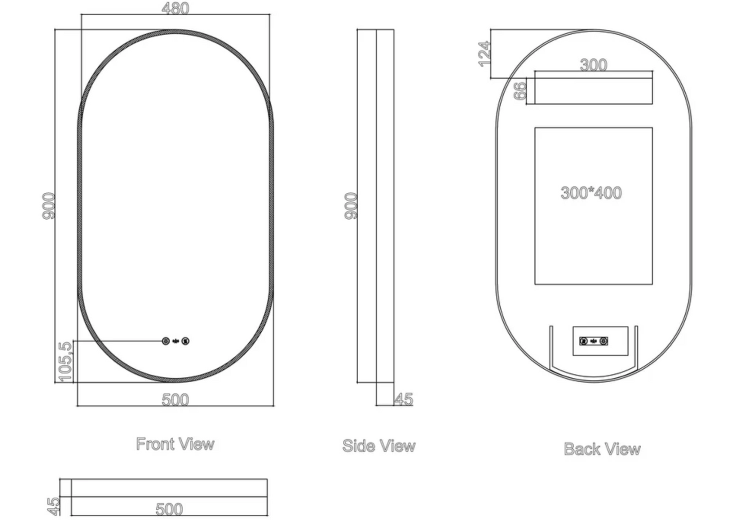 Maia LED Oval Mirror – Gunmetal Frame