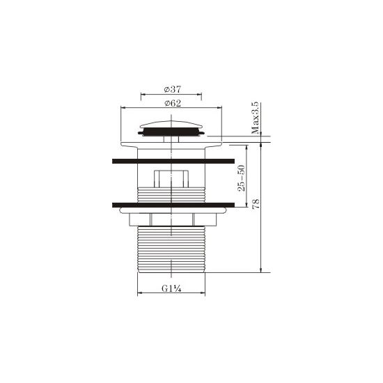 32/40mm Solid Brass Basin Pop Up Waste with Overflow - Matte Black