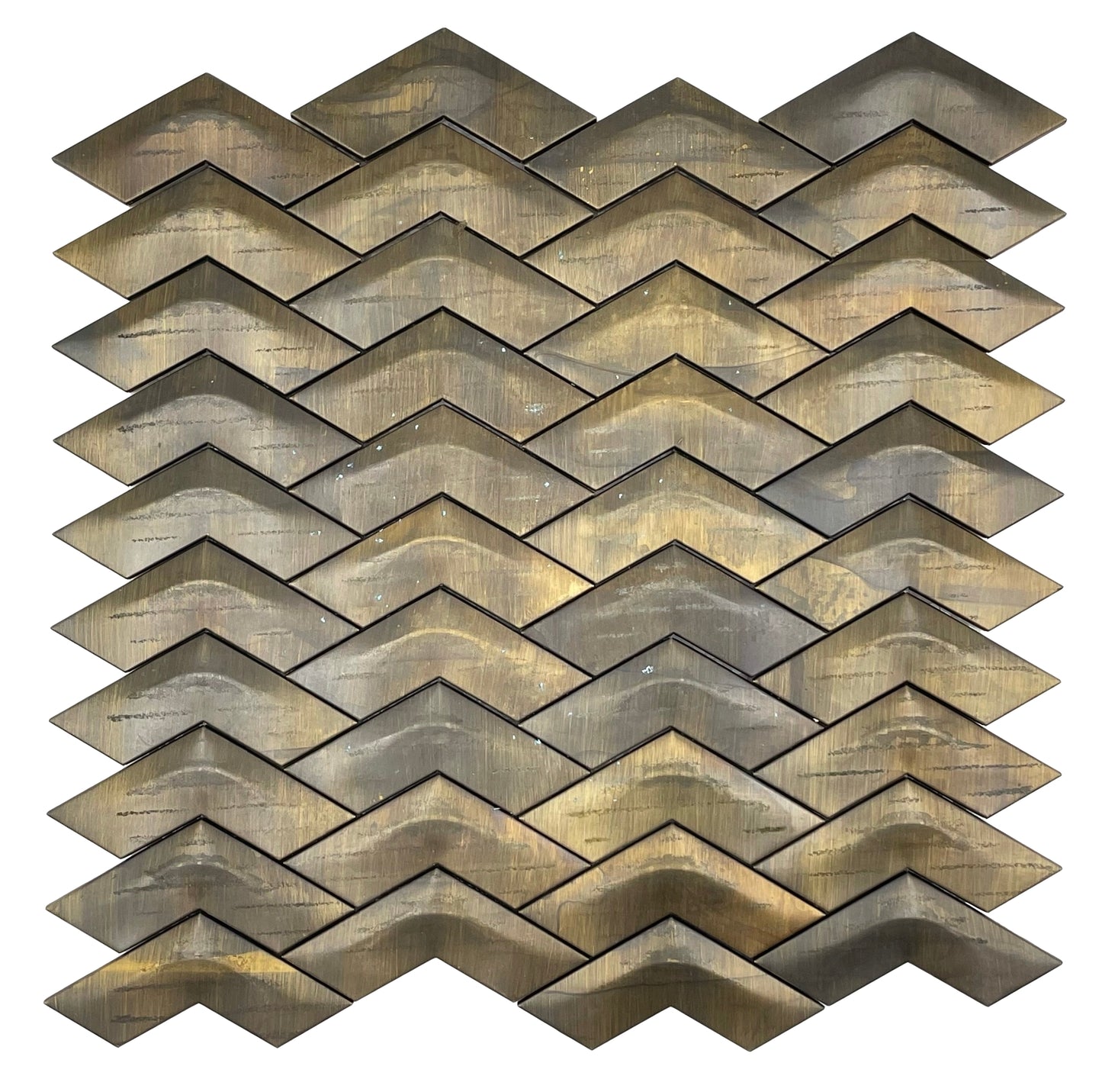 Brass Chevron 3D Mosaic Tile - Botticino