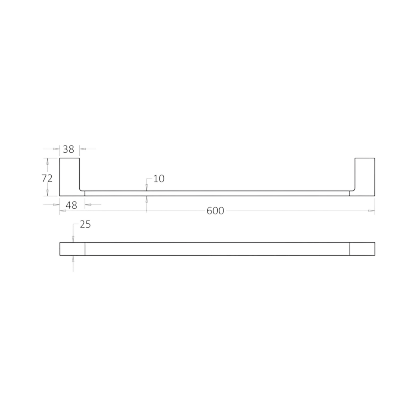 Ceram 600mm Single Towel Rail - Brushed Nickel