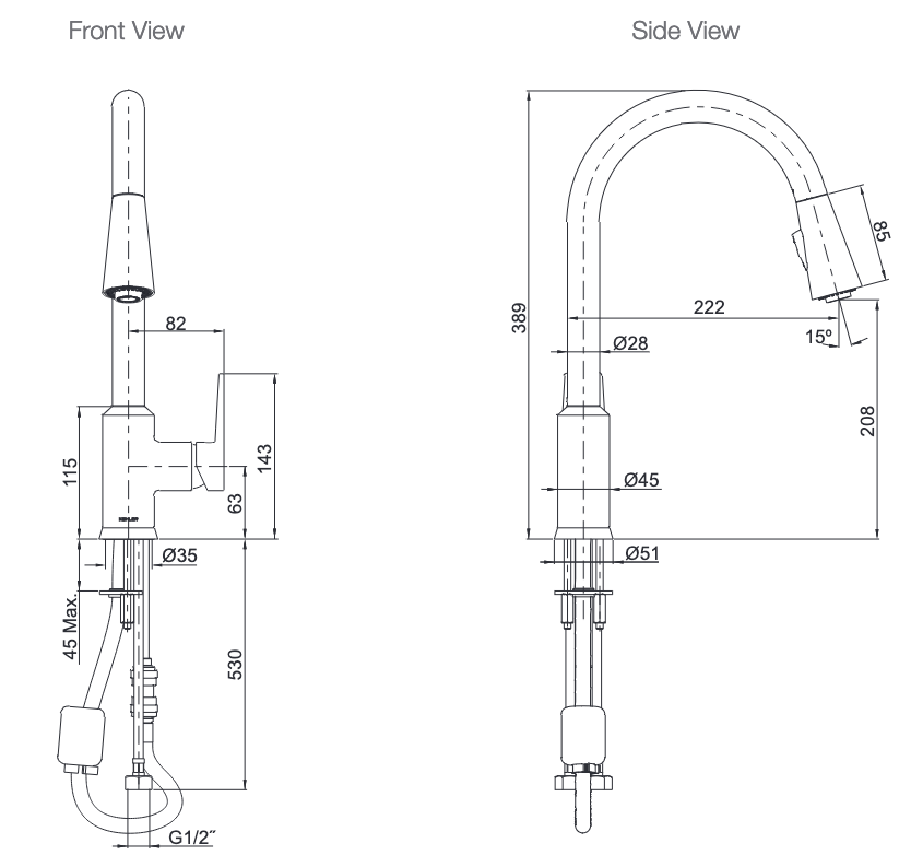 Kohler Taut Pull Out Spray Kitchen Mixer - Chrome