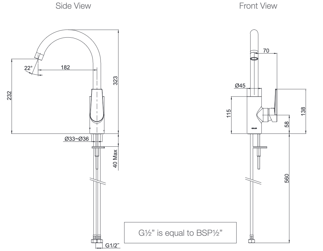 Kohler Kitchen Mixer - Matte Black
