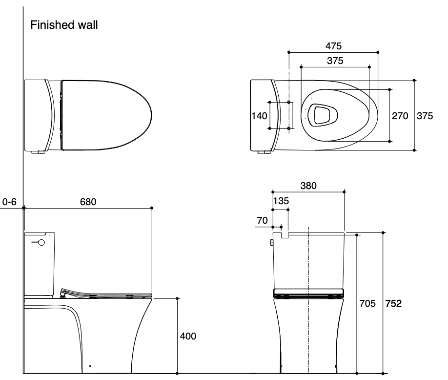 Kohler Veil Back-To-Wall Toilet with Double Slim Seat